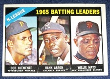 ROBERTO CLEMENTE/HANK AARON/WILLIE MAYS 1966 TOPPS #215 NL BATTING LEADERS VG