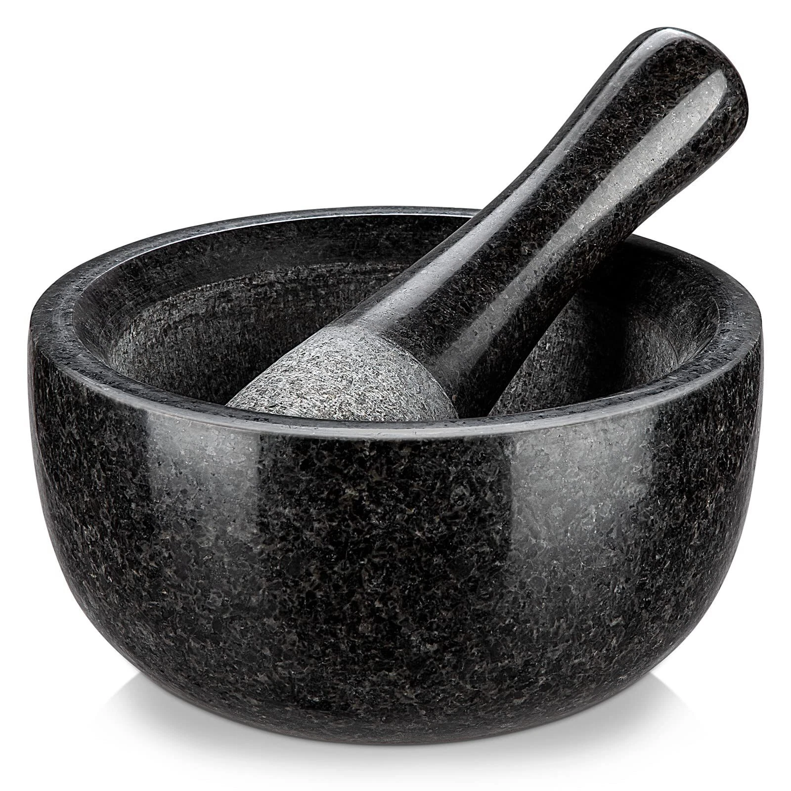 Mortar and Pestle Set, 100% Granite, 6.3 Inch Herb Crusher, Spice Grinder