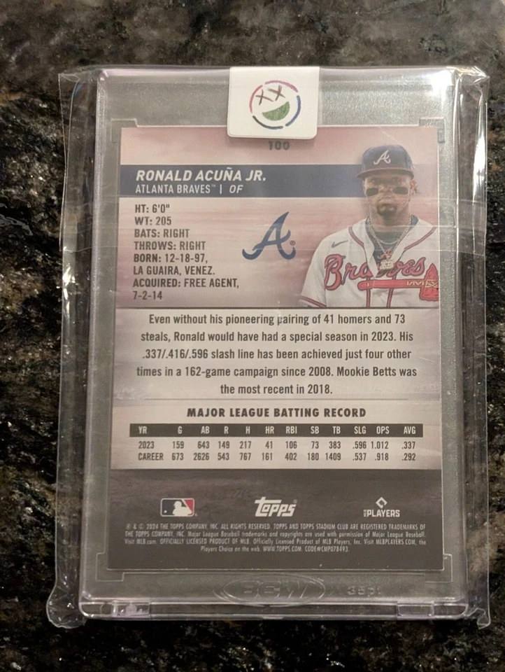 2024 Topps Stadium Club #100 Ronald Acuna Jr. Image Variation SSP - Image 2 of 2