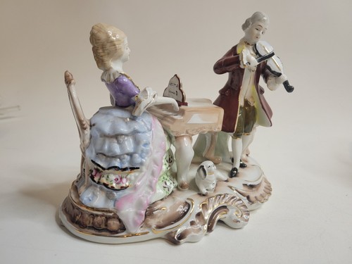 Porcelain Musical Couple W/Dog Vintage Figurine - Picture 5 of 15