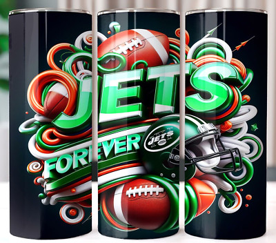 New York Jets NFL Forever Multicolor 20oz Insulated Tumbler Lid Straw New