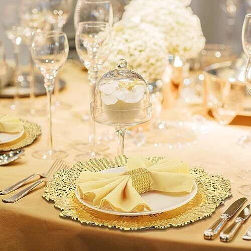 Gold Reef Charger Plates Set of 50 Bulk 13 Inch Plastic Wedding Floral