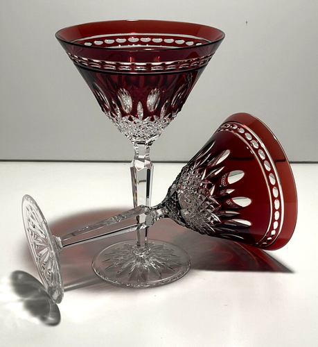 2 WATERFORD CRYSTAL CLARENDON MARTINI GLASSES RUBY RED - Picture 2 of 5