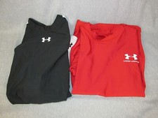 Lot of 2 Under Armour Black/Red Pullover Shirts Youth Large Long  Short Sleeve