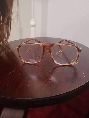 Vintage 1970's Oversized Butterfly Eyeglasses Frames Only Transparent Brown Gold - Picture 7 of 9