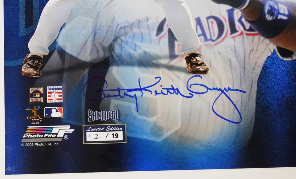 Foto firmada por Tony Gwynn & Jr edición limitada #1/19 20x24 certificado de autenticidad PSA/DNA Padres automática Foto 4 de 4