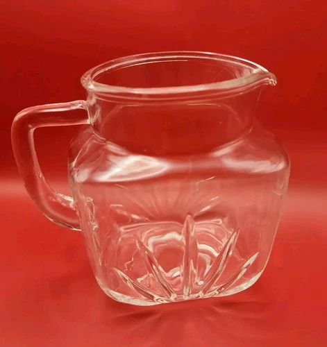 Vintage 1950’s Federal Clear Glass Juice Square Pitcher With Star On Bottom 6x6
