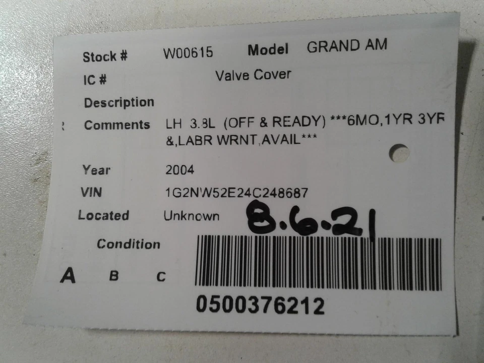 Used Engine Valve Cover fits: 2004 Pontiac Grand am Valve Cover Grade A Foto 4 de 4