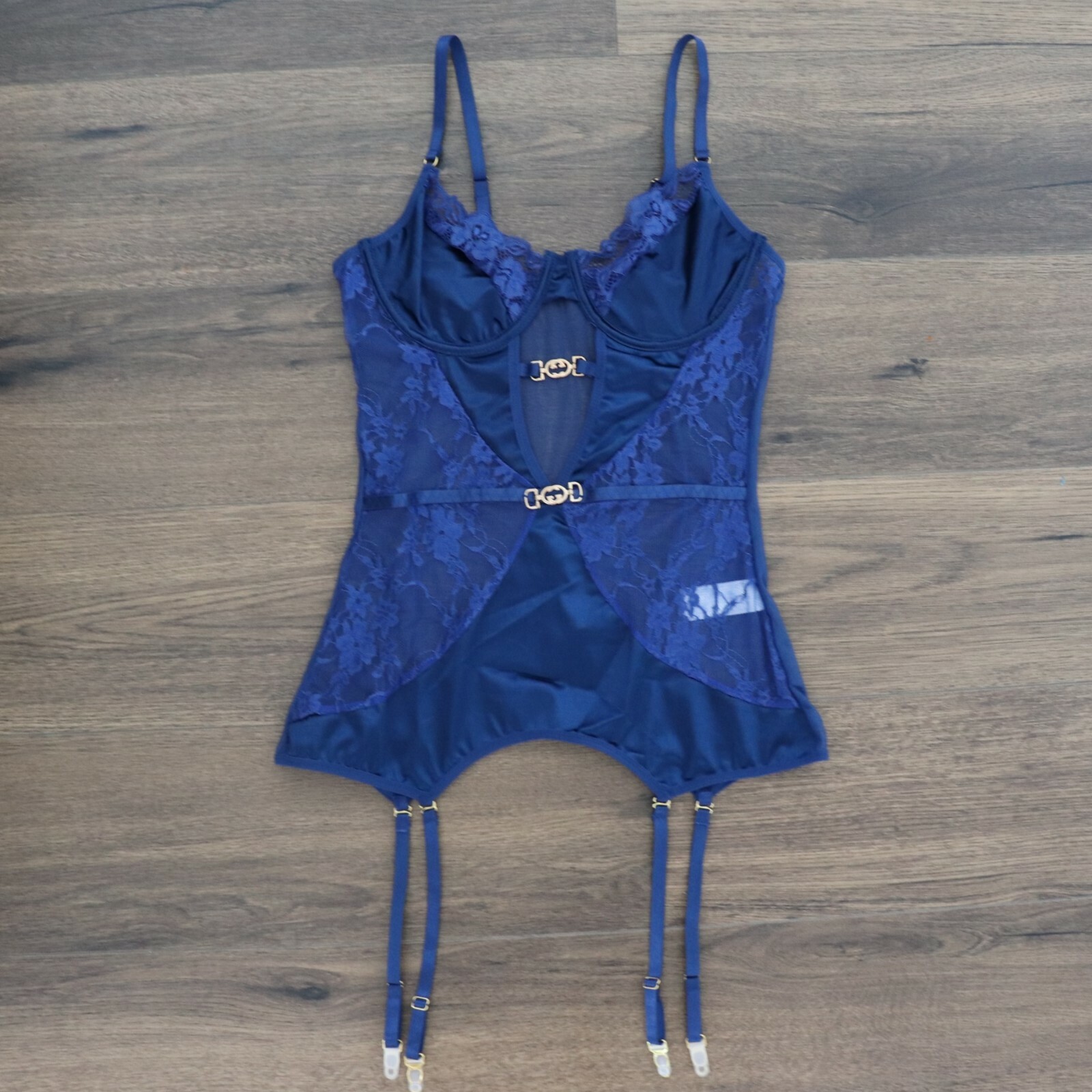 Sexy Plus Size 822 Blue Sheer Lace Satin Chemise Babydoll Lingerie