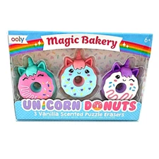 Ooly - Unicorn Donuts Erasers (3) - Vanilla Scented - NIB