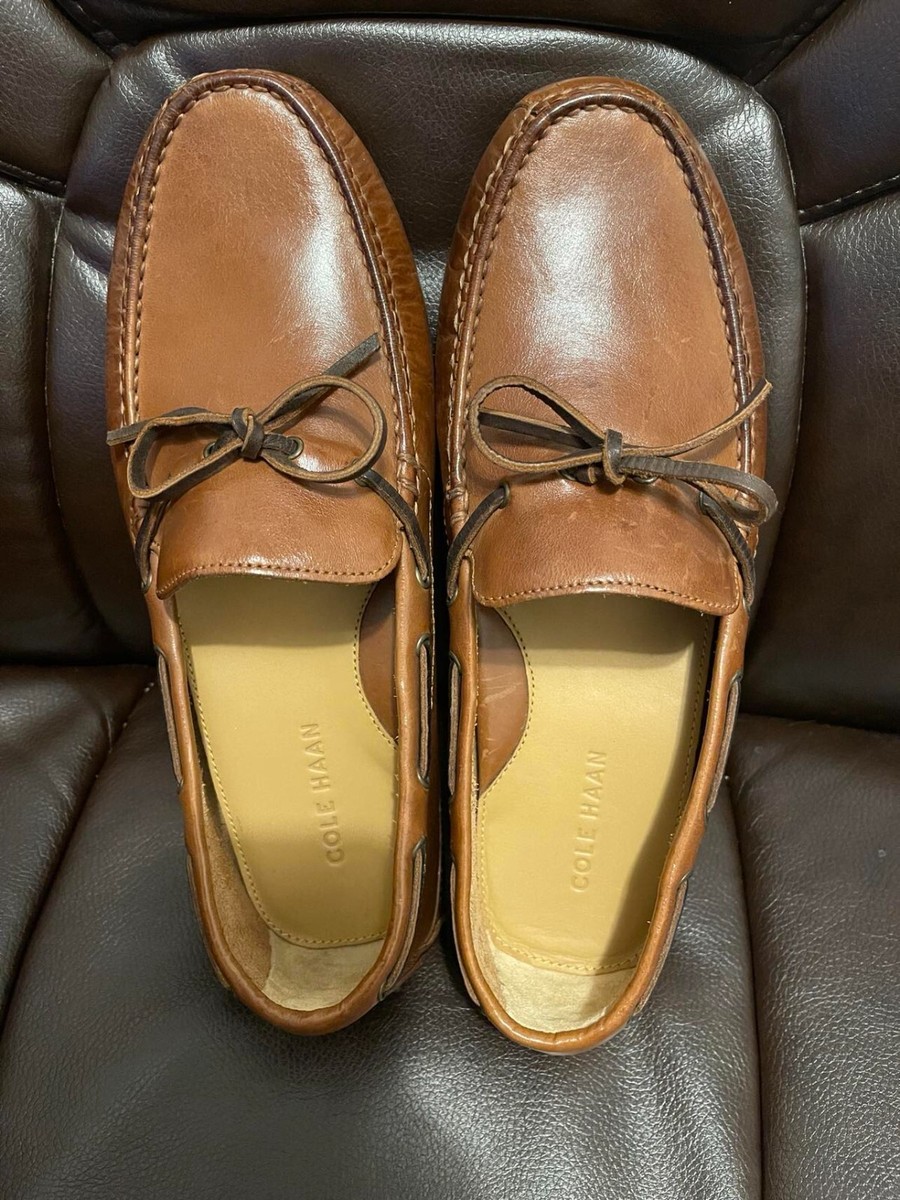 Cole Haan Grant Canoe Driver Moccasins Leather Shoes C12125 Men\'s Size 9.5 M Cole Haan Grant Canoe Camp Driving Loafer in Papaya Brown  main image 2