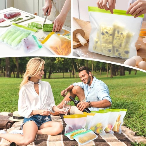 8 Pack Silicone Bags Reusable Storage Silicone Ziplock Bags-3 Reusable Gallon - Picture 13 of 18