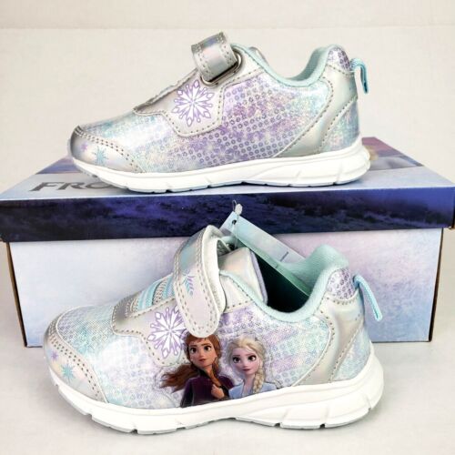 Disney Girls' Frozen Shoes - Laceless LED Light Up Shoes Blue Size 8 (15 Cm) New