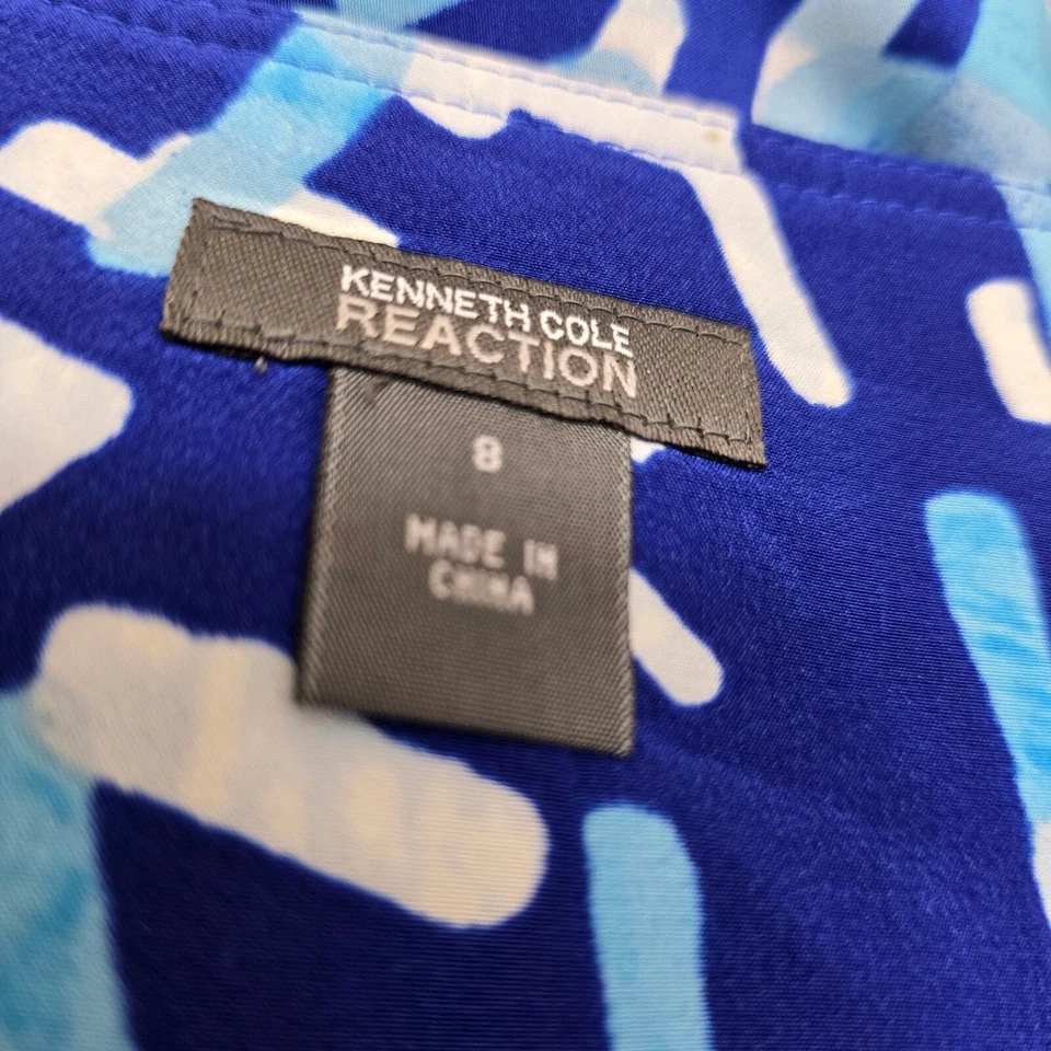 Saia de seda Kenneth Cole Reaction fita azul tamanho 8 nova com etiquetas  - Imagem 2 de 4