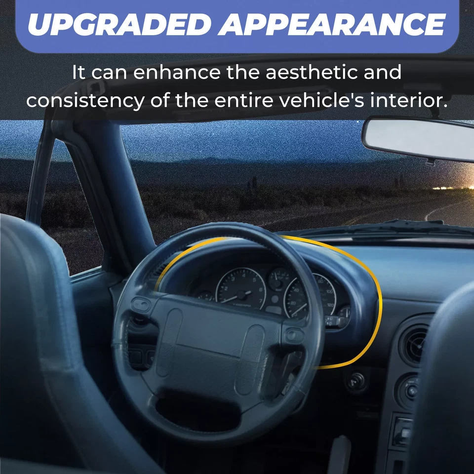 Para Mazda Miata 1990-1993 Calibre Capó Cubierta Cuadro de instrumentos Bisel Negro Foto 3 de 4