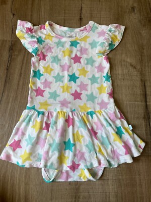 Posh Peanut Bamboo Star Short Sleeve White Twirl Size 12/18 Months