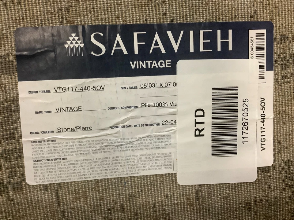 STONE 5'-3" x 7'-6" Spot on Rug, Reduced Price 1172670525 VTG117-440-5OV - Image 3 of 3