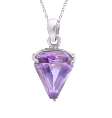 Natürlicher Amethyst Anhänger, handgefertigter Silberanhänger, 925 Sterling S...