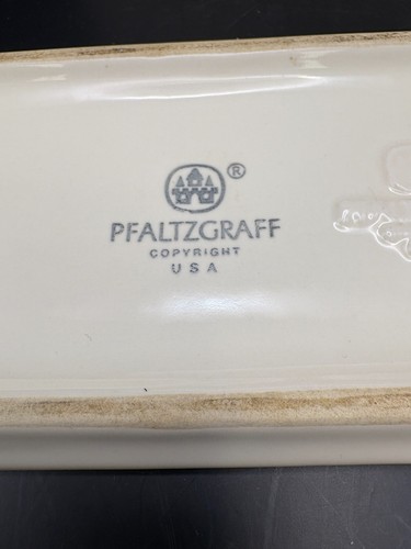 Pfaltzgraff Trousseau Butter Dish Beige Rose 7"x3"x3" Floral Light Blue Edge - Picture 7 of 7