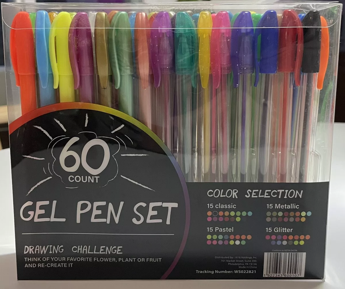 gel pen set 60 count metallic glitter pastel classic drawing art school  GIFT