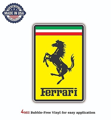 FERRARI ITALY RACING RETRO LOGO VINYL DECAL STICKER CAR BUMPER 4MIL ...