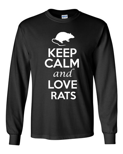 Long Sleeve Adult T-Shirt Keep Calm And Love Rats Rodents Animals Rat Lover - Foto 1 di 10