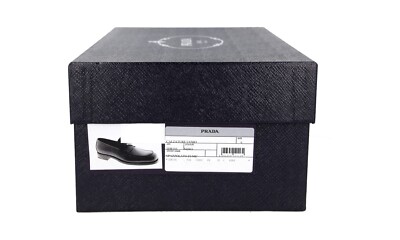 PRADA Leather Logo Loafer Chocolate Dress Shoes - 2DB195 Black