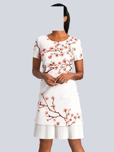 Alba Moda Kleid weiss koralle bedruckt Gr. 46 0720207191 - Bild 4 von 6