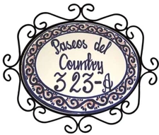 Mexican Ceramic Talavera House Sign Custom Wall Address Sign Plaque & Frame #05