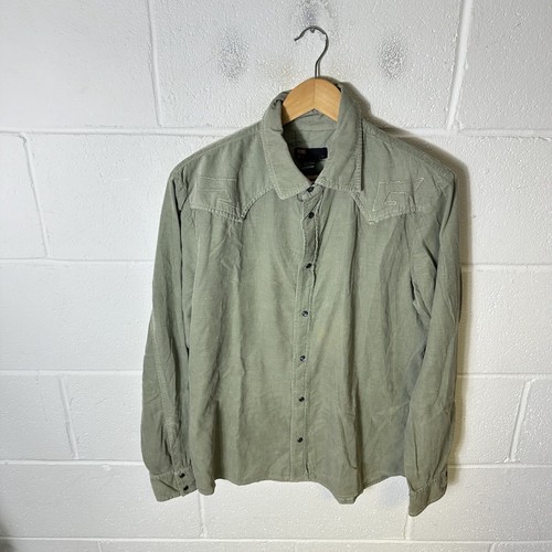 Vintage Diesel Hemd Herren Large grün Cord bestickt Y2K 00s Cord Freizeit*