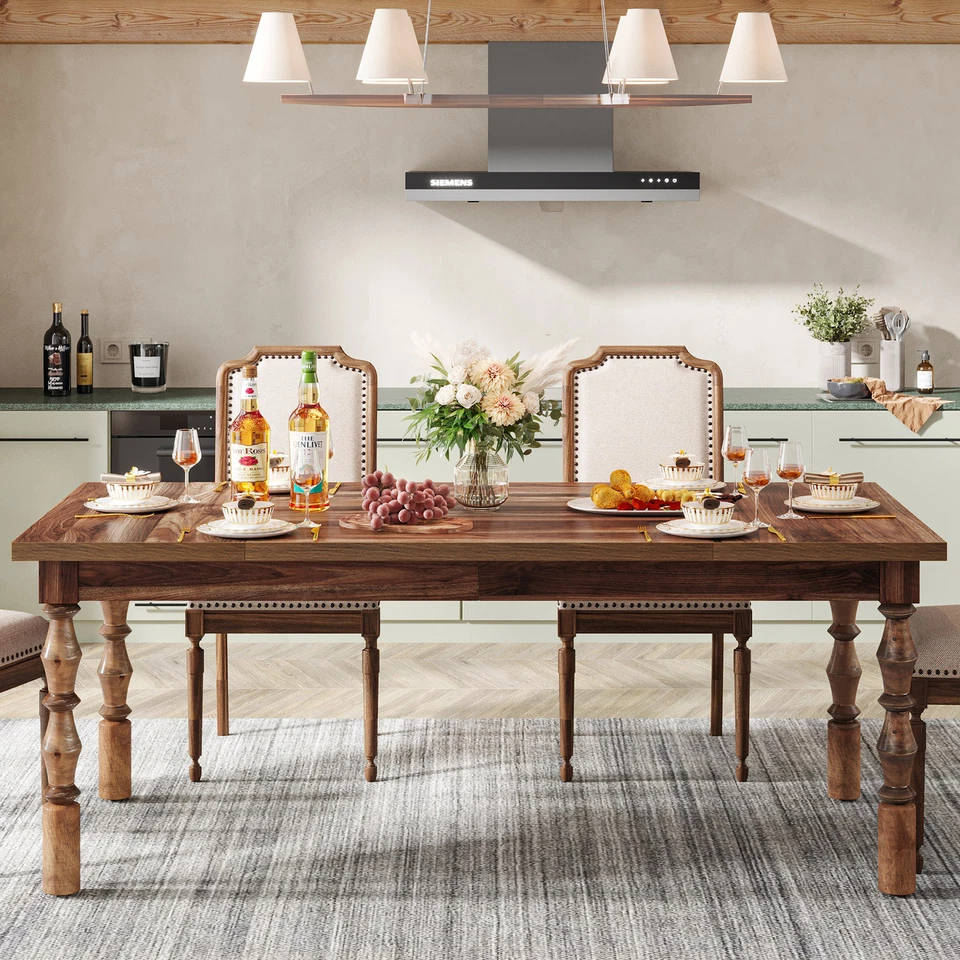 Mesa de comedor de madera de granja de 62" para 4 a 6 personas, mesa de cocina rectangular grande Foto 4 de 4