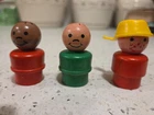 VINTAGE FISHER PRICE LITTLE PEOPLE WOOD BODY/WOOD HEAD BOYS  (LOT OF 3)