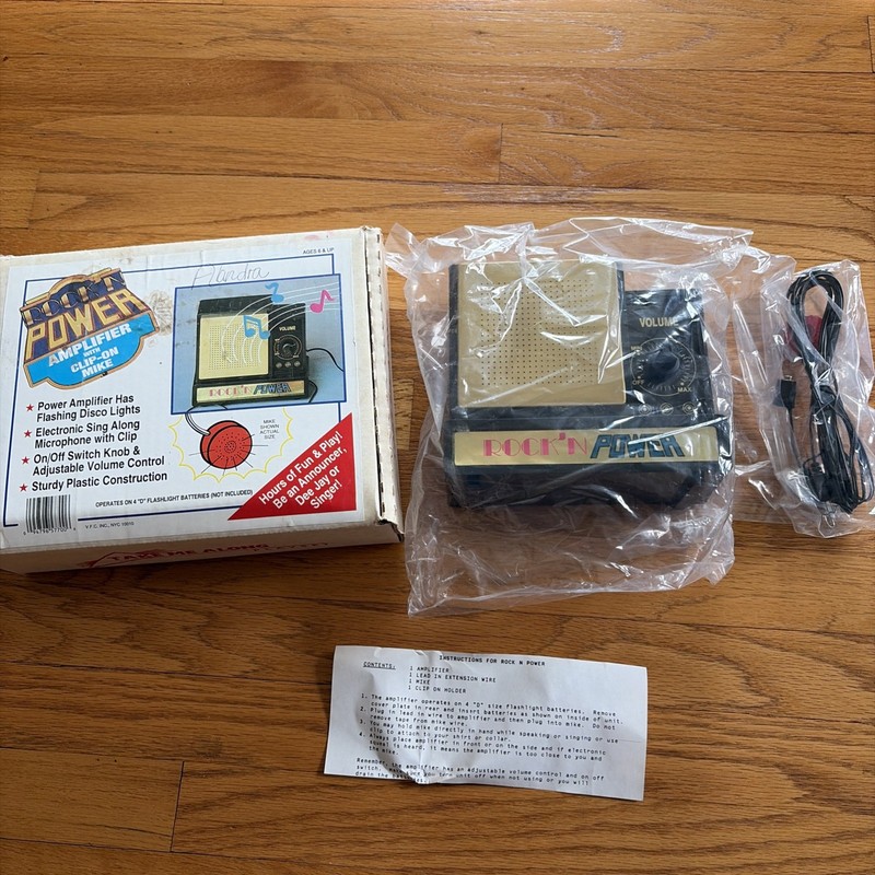 "Rock 'N Power" toy power amplifier with a clip-on microphone in BOX ‘80’s