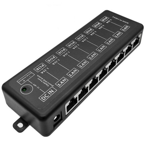 POE Injector 8 Ports PoE Adapter Ethernet Supply for CCTV POE Camera 6024 - Afbeelding 8 van 9