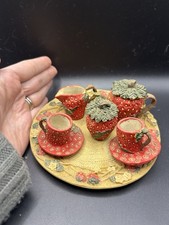 Vintage Resin Mini Strawberry Tea Party Set Of 8 Cute Free Ship A24