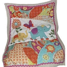 Levtex Baby Quilt Comforter Boho Nursery Decor Elephants Butterflies
