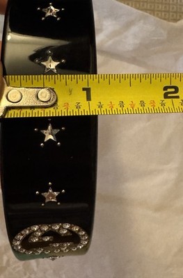 Gucci Crystal Interlocking G Hairband Black Women's Accessories Auth NEW #O1256