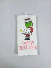 Peanuts New Best Brands 2025 Snoopy Christmas Kitchen Towel Set 18x28 In Cotton 