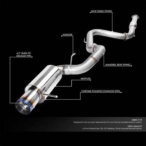 CAT BACK EXHAUST 4" BURNT TIP MUFFLER FOR 00-05 MITSUBISHI ECLIPSE 3G V6 GT/GTS - Bild 2 von 7