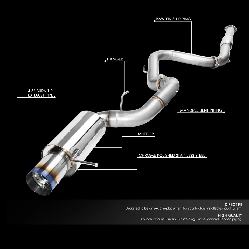 ESCAPE TRASERO GATO 4" PUNTA QUEMADA SILENCIADOR PARA 00-05 MITSUBISHI ECLIPSE 3G V6 GT/GTS Foto 2 de 4