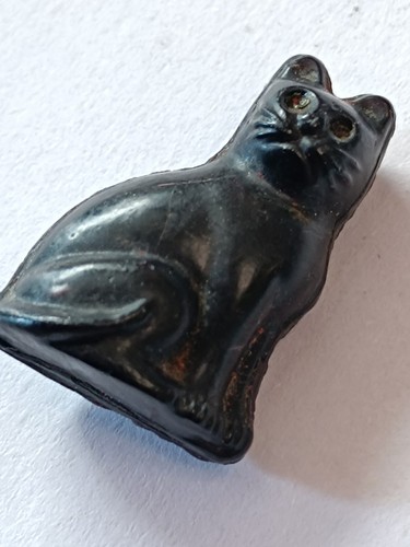 Lucky Vintage Czech Glass Cracker Jack Cat Miniature Figurine Collectible (1920) - Picture 3 of 8