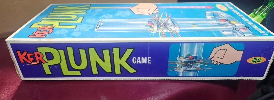 HTF Vintage 1967 Kerplunk Game By Ideal Original Box Cats Eye Marbles and Sticks - Image 2 of 4