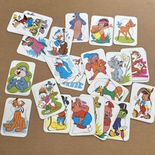 RARE Vintage Walt Disney CARD PUZZLE Characters Game Mickey Donald Goofy Bambi