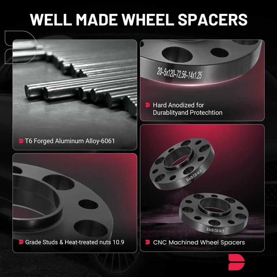 15mm + 20mm 5x120 Hubcentric Wheel Spacers 14X1.25 For 2015-2018 BMW 328d xDrive - Image 2 of 4