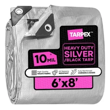 TARPEX - 10 Mil Silver Black Heavy Duty Poly Tarps 6' x 8'