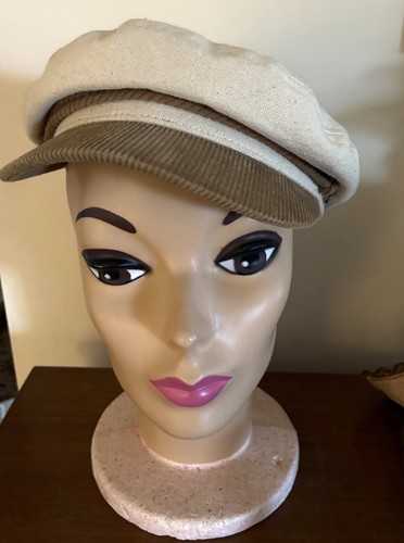 Mens/Womens Brixton News Boy Golf Ivory & Brown Hat Corduroy Brim Size M 7  1/4 - Picture 4 of 6