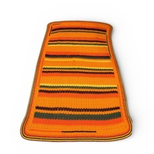 De Colección Años 70 MCM Hecho a Mano Crochet Afgano Naranja Amarillo Marrón Verde Intrincado Tiro