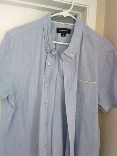 ADAM LEVINE BUTTON DOWN CASUAL SHIRT (XL) Powder Blue S Sleeve