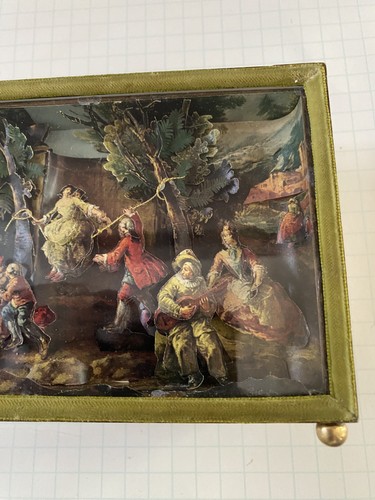 Vintage 3-D Wood Box Purse Bag Jewelry box Glass Front - Picture 7 of 10