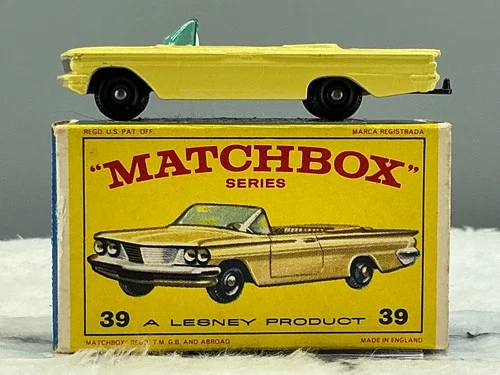 Matchbox lesney#39 B Pontiac Convert, regular wheelsV,N,Mint in E3 Box all Orig,